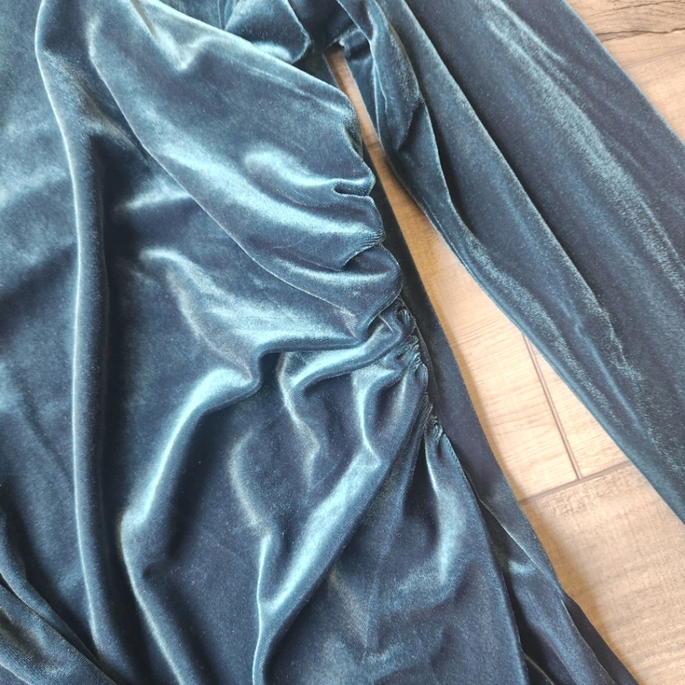 NWT MSK Elegant Emerald Velvet Wrap Dress, Size XL - Picture 10 of 14